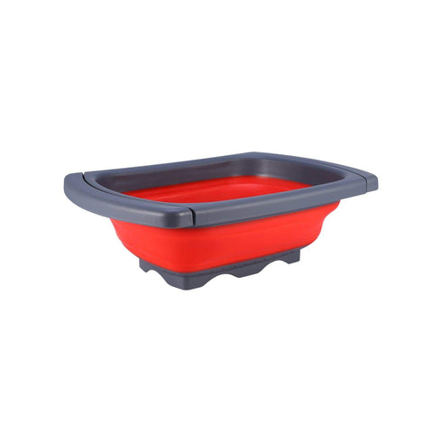 AussieSuperStore Homeware Supplies Collapsible Folding Silicone Kitchen Sink Space Saving Foldable Food Strainer Collapsible Folding Silicone Kitchen Sink Foldable Food Strainer CBSILSTRAINERRED